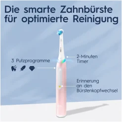 iO Series 3 Elektrische Zahnbürste/Electric Toothbrush, 3 Putzmodi für Zahnpflege, Magnet-Technologie, TESTSIEGER Stiftung Warentest (12/2024), Blush Pink ^ Oral-B Outlet
