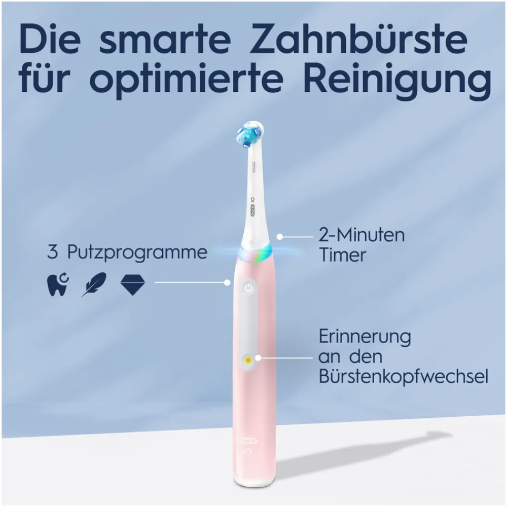 iO Series 3 Elektrische Zahnbürste/Electric Toothbrush, 3 Putzmodi für Zahnpflege, Magnet-Technologie, TESTSIEGER Stiftung Warentest (12/2024), Blush Pink ^ Oral-B Outlet