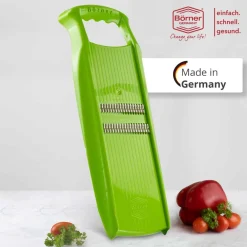 Börner Original Roko PowerLine - Gemüse- und Obstschneider für feine Streifen Gemüsehobel Julienneschneider Grün Best