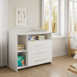 -Store Wickeltisch Paula, 110 x 94 cm, Weiß, Wickelkommode mit Wickelaufsatz ^ Oskar Online