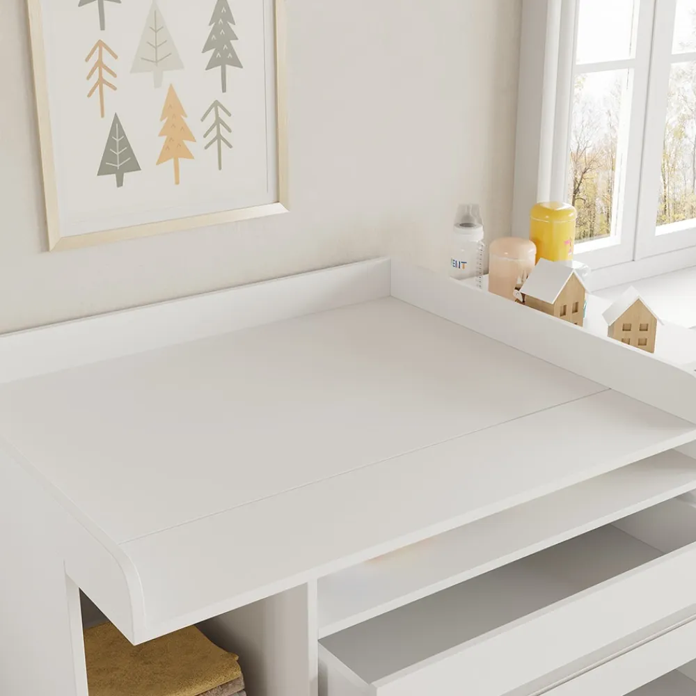 -Store Wickeltisch Paula, 110 x 94 cm, Weiß, Wickelkommode mit Wickelaufsatz ^ Oskar Online