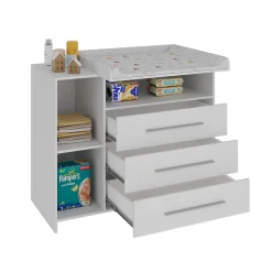 -Store Wickeltisch Paula, 110 x 94 cm, Weiß, Wickelkommode mit Wickelaufsatz ^ Oskar Online