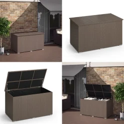 XXL Polyrattan Kissenbox 950L Auflagenbox Braun Gartenbox Gartentruhe ^ Oskar Outlet