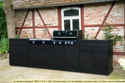 HEAT Outdoor Küche 3-teilig: X-415/245 + Caso BBQ Cooler - mit Arbeitsplatte aus Granit ^ Outdoorchef Online