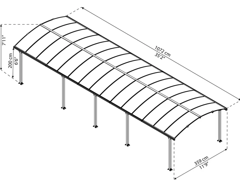 PALRAM Canopia Arcadia Carport in Grau 3.6 X 11 Online