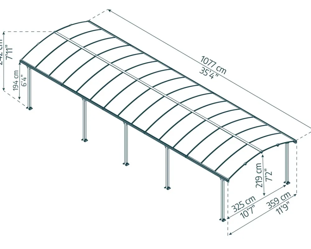 PALRAM Canopia Arcadia Carport in Grau 3.6 X 11 Online