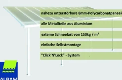 PALRAM Canopia Feria Terrassenüberdachung weiß 730x295x260-305 in cm (LxBxH) New