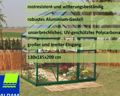 - Canopia | Hybrid Gewächshaus, grün, Seitenwände in cm 130x185x209 (LxBxH) ^ PALRAM