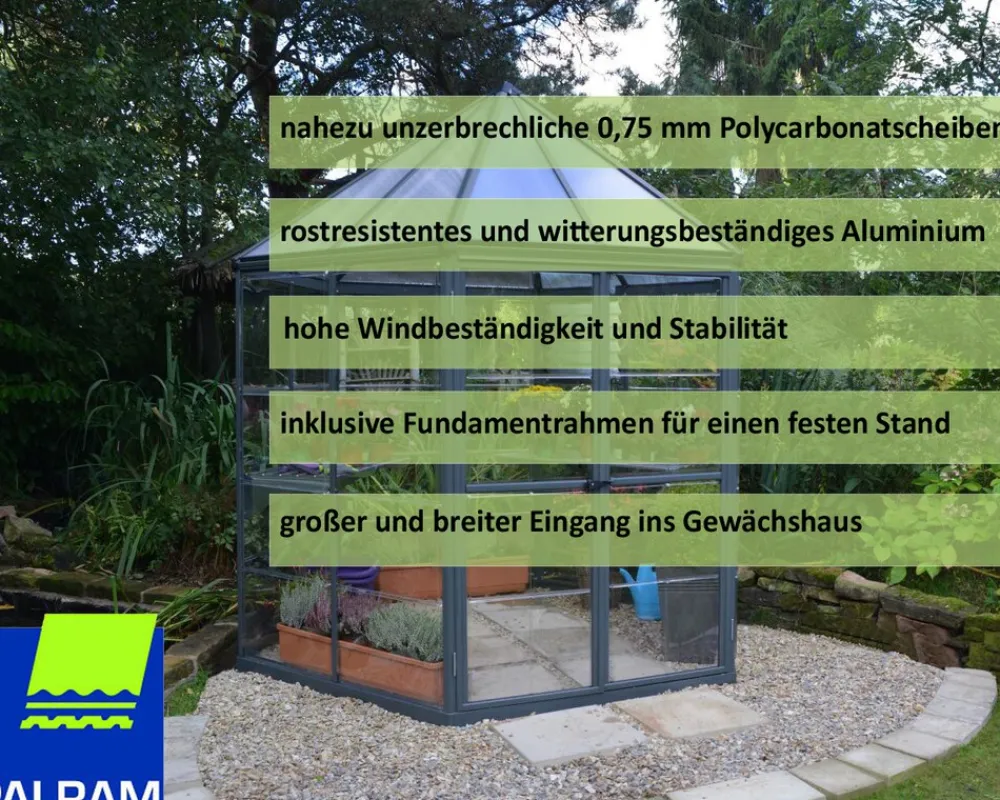 - Canopia | Oasis 2.5x2.1 Gewächshaus rund, Gewächshaus hexagon, glas pavillon ^ PALRAM New