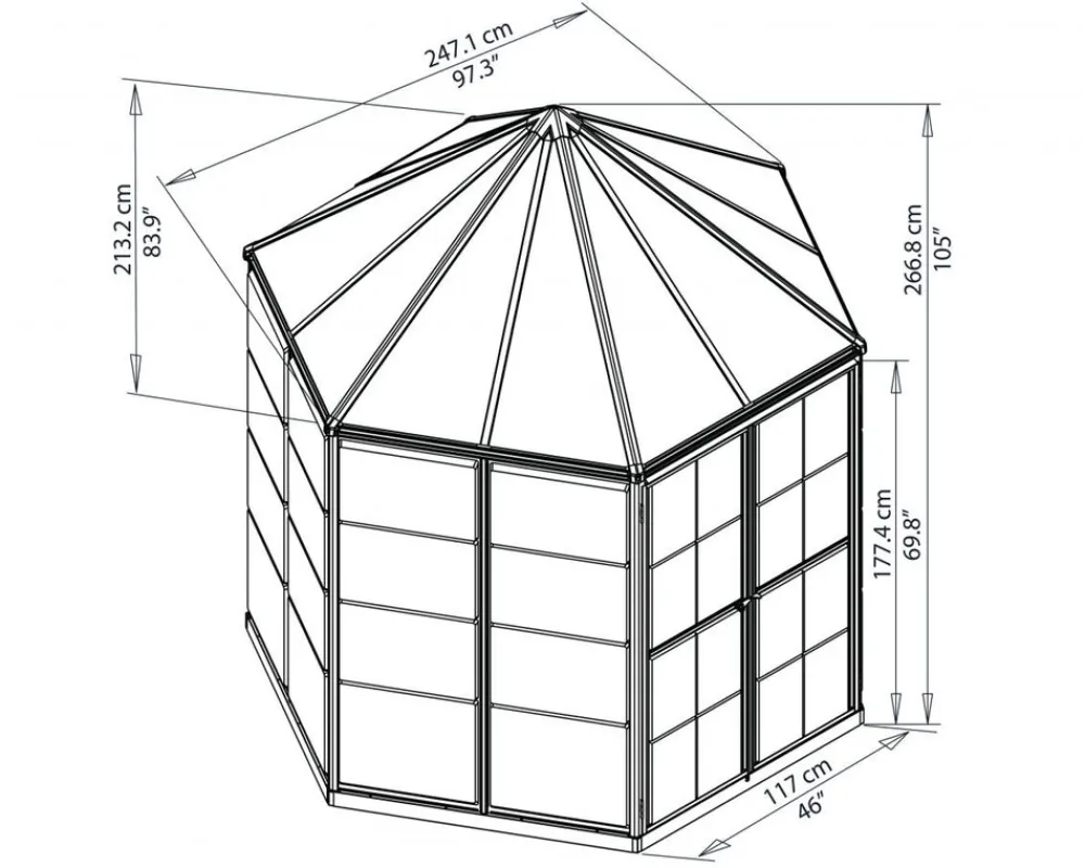 - Canopia | Oasis 2.5x2.1 Gewächshaus rund, Gewächshaus hexagon, glas pavillon ^ PALRAM New
