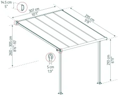 - Canopia Olympia Terrassenüberdachung weiß 307x295x305 cm ^ PALRAM Best