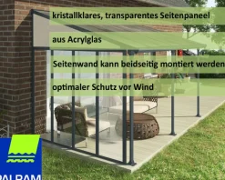 - Canopia | Seitenwand für 3m Tiefe Terrassenüberdachung, anthrazit ^ PALRAM