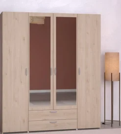Kleiderschrank 4-türig "Daily 13" mit Spiegel ^ Parisot Discount