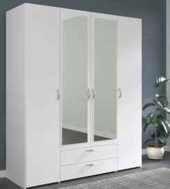 Kleiderschrank 4-türig "Daily 3" mit Spiegel ^ Parisot Hot