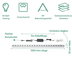 Wall Spot 120cm, Abstrahlwinkel 45°, LED Wachstumslampe, Grow Light für Zimmerpflanzen und Grünpflanzen, Fassaden- und Wandbegrünung ^ Parus by Venso Discount