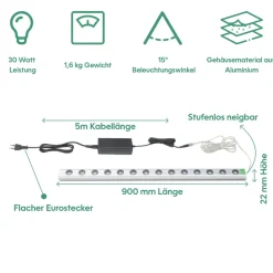 Wall Spot 90cm, Abstrahlwinkel 15°, LED Wachstumslampe, Grow Light für Zimmerpflanzen und Grünpflanzen, Fassaden- und Wandbegrünung ^ Parus by Venso Best