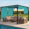 Pergola Beja, Garten Pavillon Terrassenüberdachung, stabiles 6cm-Stahl-Gestell + Schiebedach türkis-blau~ 4x4m ^ MCW New