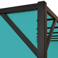 Pergola Beja, Garten Pavillon Terrassenüberdachung, stabiles 6cm-Stahl-Gestell + Schiebedach türkis-blau~ 4x4m ^ MCW New