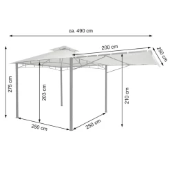 Pergola -F94, Garten Pavillon, Stahl bewegliche Seitenwand 2,5x2,5m ~ creme-beige ^ MCW Clearance