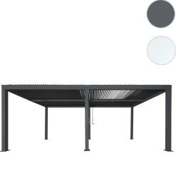 Pergola -L46, Gartenpavillon Lamellen-Pavillon, 11cm-Aluminium-Gestell, Regenrinne sturmfest, 3x6m ~ anthrazit ^ MCW Clearance