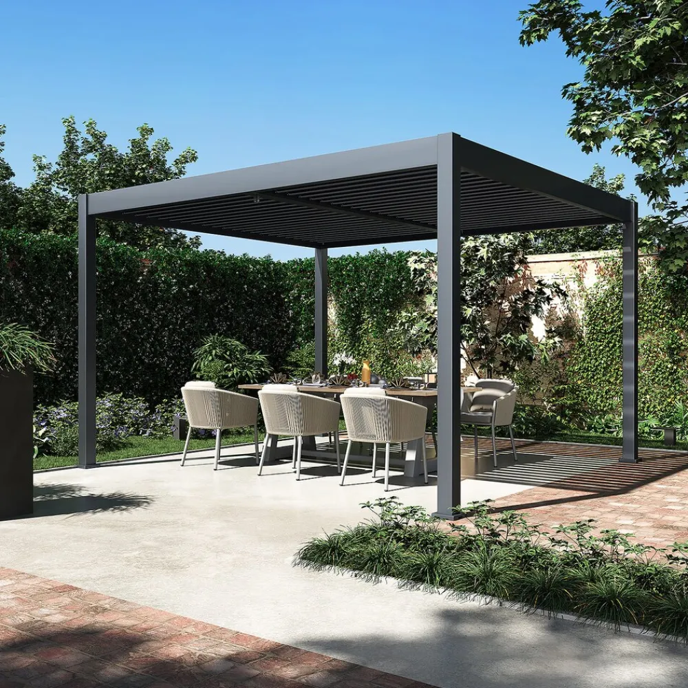 Bellavista Pergola Pavillon mit Lamellen Dach Oasis 3,6 x 4m anthrazit Clearance