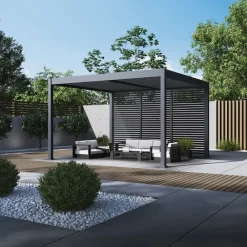 Bellavista Pergola Pavillon mit Lamellen Dach Oasis 3,6 x 4m anthrazit Clearance