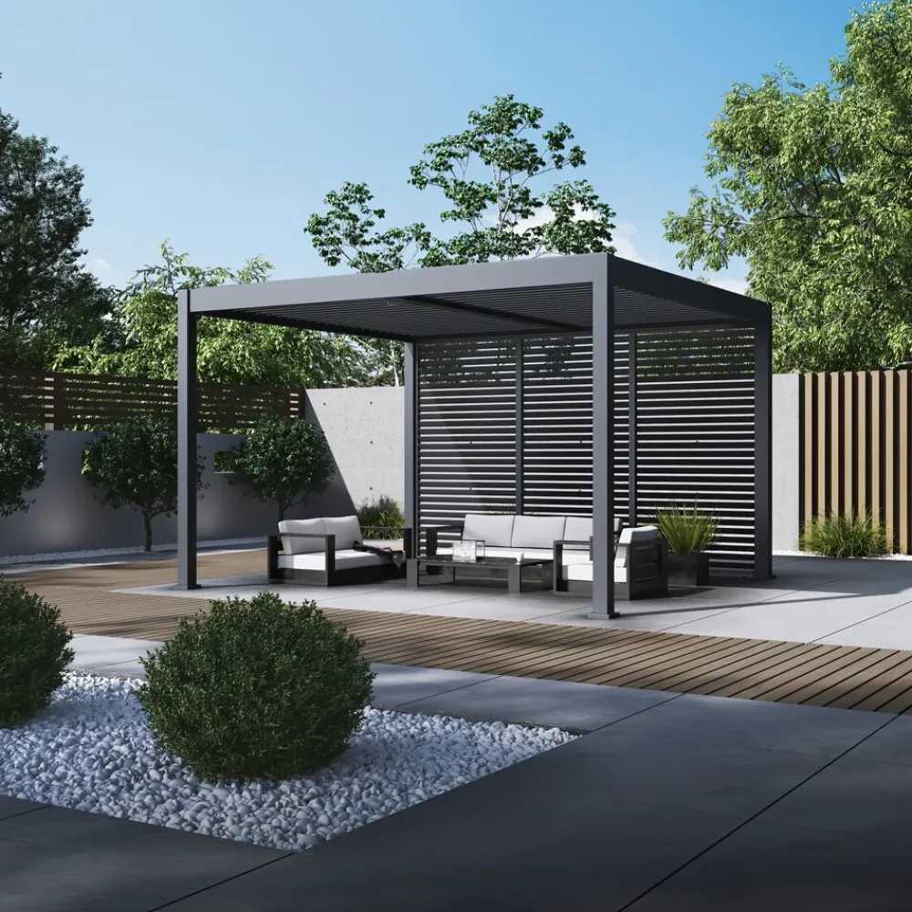 Bellavista Pergola Pavillon mit Lamellen Dach Oasis 3,6 x 4m anthrazit Clearance