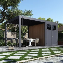 Anbau-Gartenhaus für Pergola 3x2M Anthrazit ^ PergoLine Hot