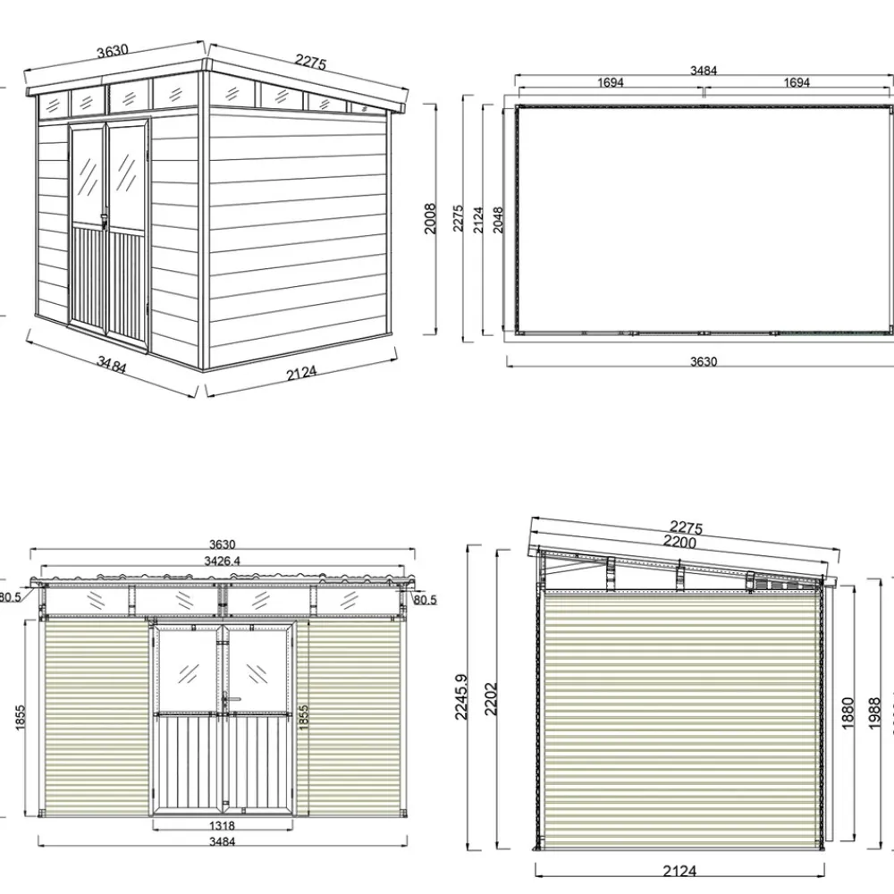 PergoLine Gartenhaus 3422 Aluminium & WPC Anthrazit Best