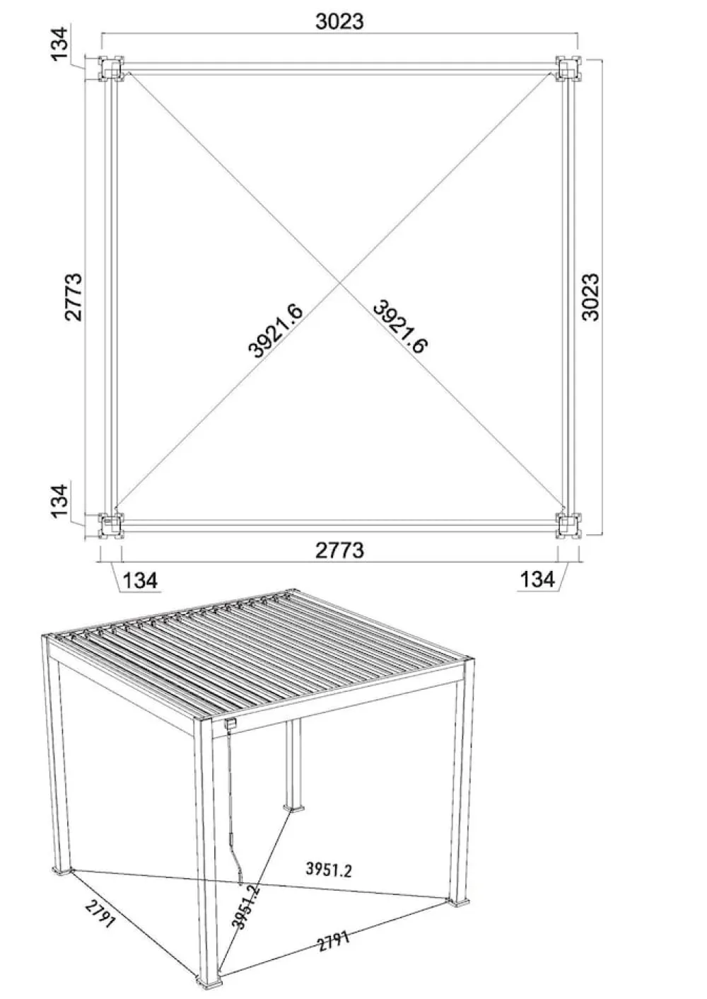 PergoLine Trumpf Pergola Alu Stahl 3 m x 3 m anthrazit Sale