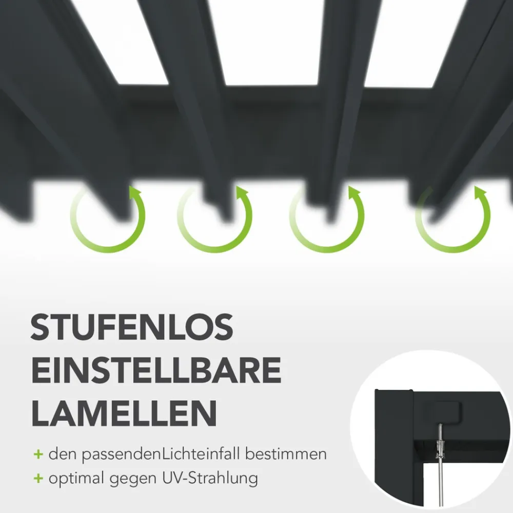 PergoLine Trumpf Pergola Alu Stahl 3 m x 3 m anthrazit Sale