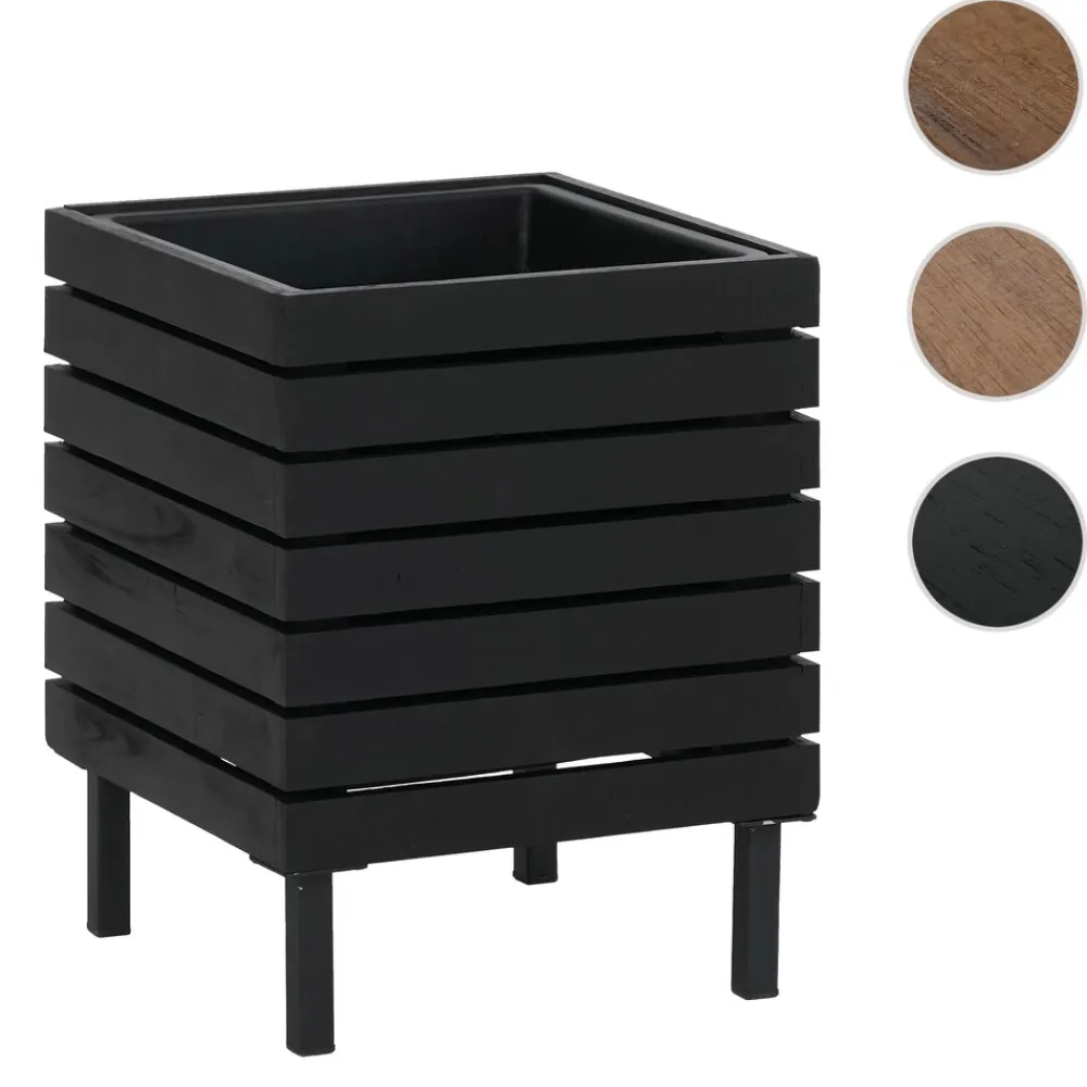 MCW Pflanzkasten -P84, Blumenkasten quadratisch Outdoor Stahl Akazie 43x33x33cm MVG-zertifiziert ~ schwarz Online