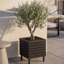 MCW Pflanzkasten -P84, Blumenkasten quadratisch Outdoor Stahl Akazie 43x33x33cm MVG-zertifiziert ~ schwarz Online