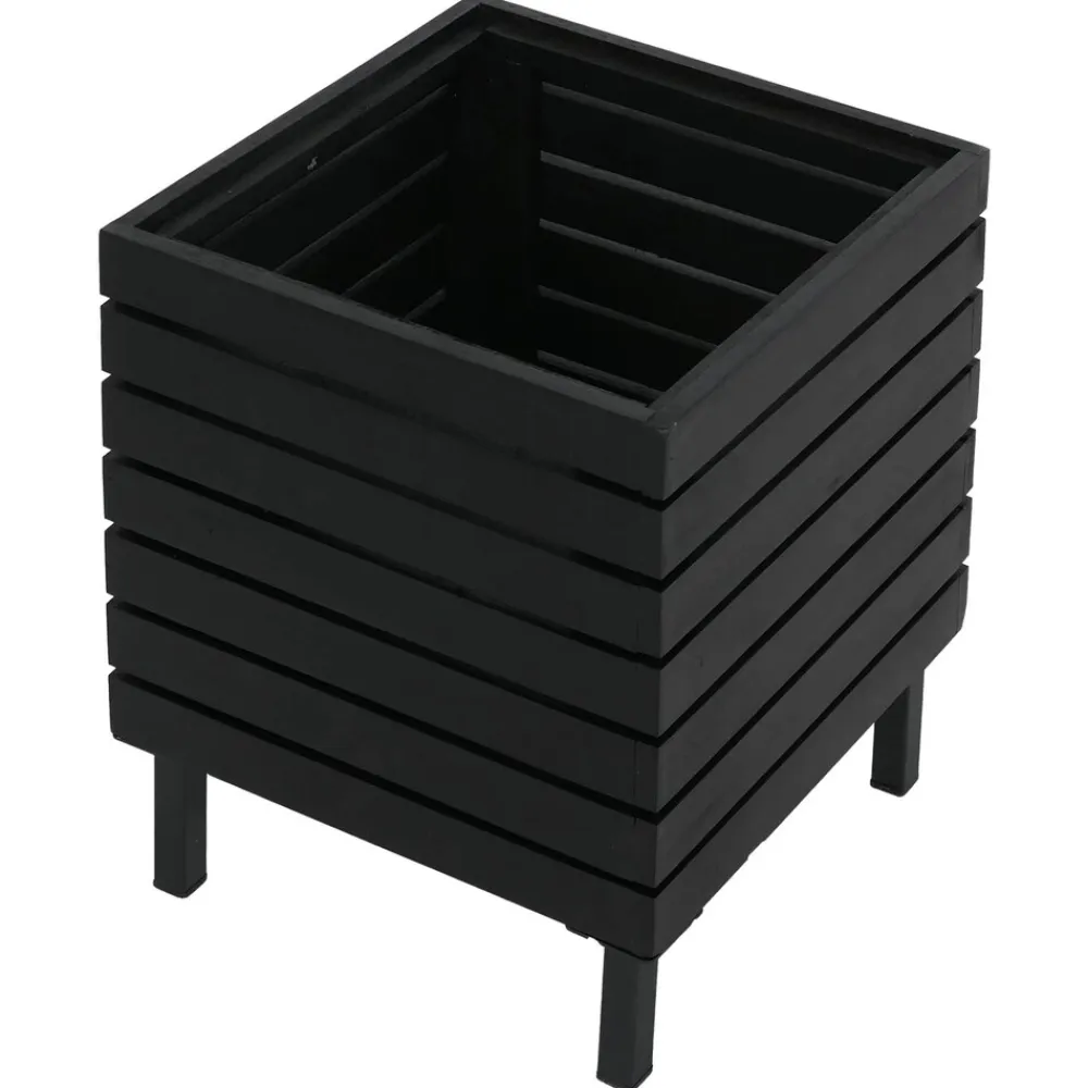 MCW Pflanzkasten -P84, Blumenkasten quadratisch Outdoor Stahl Akazie 43x33x33cm MVG-zertifiziert ~ schwarz Online