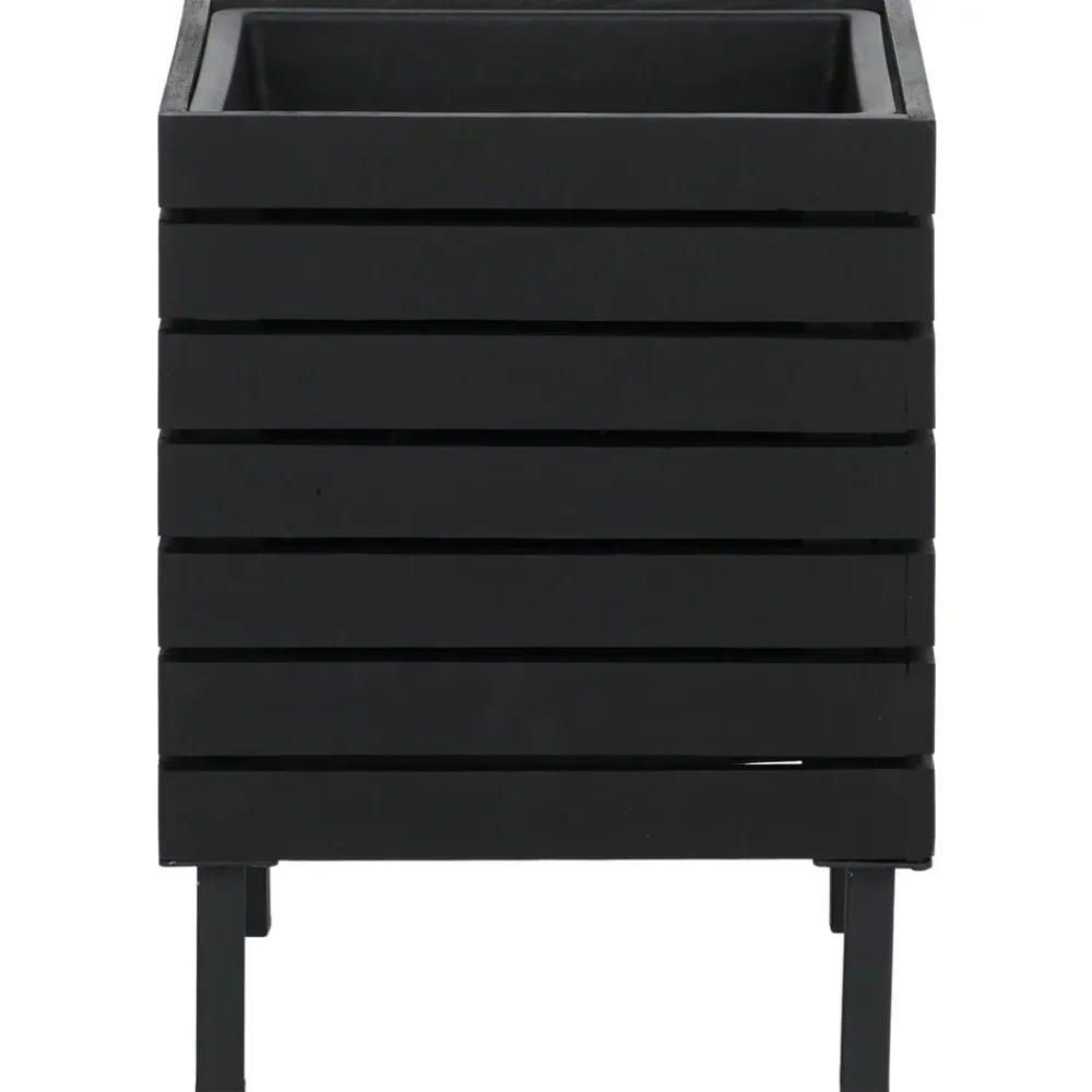 MCW Pflanzkasten -P84, Blumenkasten quadratisch Outdoor Stahl Akazie 43x33x33cm MVG-zertifiziert ~ schwarz Online