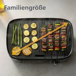 HD6210/95 Tischgrill (2400 Watt, Aluminiumlegierung, Grillfläche: 1250 cm2, Fettauffangschale) ^ Philips New