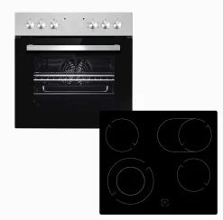 Einb.-Herdset EHS4-2KBIX - Einbauherdset mit Edelstahlblende; Glaskeramikkochfeld: 2-Kreis- & Bräterzone, Backofen 65L mit 5 Funktionen ^ PKM Outlet