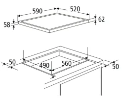 Induktionskochfeld KHIF4 G 60cm autark Touch rahmenlos Glaskeramik ^ PKM Clearance