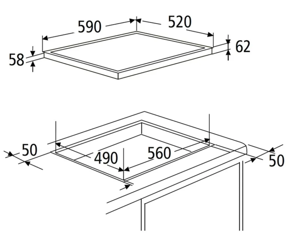 Induktionskochfeld KHIF4 G 60cm autark Touch rahmenlos Glaskeramik ^ PKM Clearance