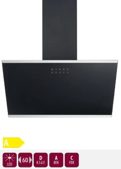 PKM Kopffreihaube S23-60 ABPY - 60cm, schwarz, Glas, LED, Dunstabzugshaube