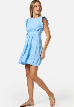 Damen Minikleid Sommerkleid Midi Kleid mit Rüschen in Einheitsgröße PM27 ^ PM SELECTED Hot