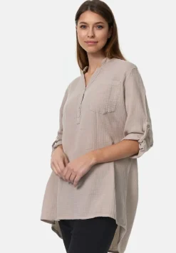 Damen Musselin Tunika Longbluse mit Tasche PM17 ^ PM SELECTED Discount