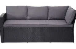 MCW Poly-Rattan-Garnitur -A29, Gartengarnitur Sitzgruppe Lounge-Esstisch-Set, schwarz ~ Kissen dunkelgrau