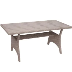 MCW Poly-Rattan Garnitur -E95, Garten-/Lounge-Set Sofa Sitzgruppe, Tischplatte WPC Spun Poly halbrundes Rattan grau Outlet