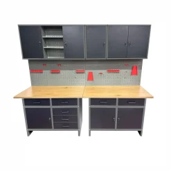 Prestige Works Werkstattwand Werkstatt Set Metall 240cm Werkbank Werkzeugschrank New
