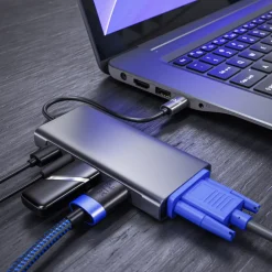 Primewire 5 in 1 USB 3.2 Gen1 Typ C Hub zu VGA Adapter, 4K HDMI + USB Typ A + Typ C PD Ladeport für Macbook Laptop etc. Outlet