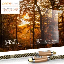 8k HDMI-Kabel 2.1, 4k Ultra HD 2160p, 3D, Nylonummantelung, Vollmetall Stecker, HDMI Typ A - 2m ^ Primewire Outlet