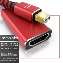 4k Mini Displayport zu Hdmi 2.0 Adapter - mini DP Kabel - 4k@60Hz - Thunderbolt 1 - 2 - Audio und Video ^ Primewire Hot
