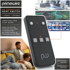 3-Port 4k HDMI Switch mit Fernbedienung 3x HDMI Eingänge / 3D + CEC / 2160p 30Hz ^ Primewire Online
