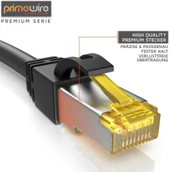 5x LAN-Kabel CAT.7, RJ-45 (Ethernet), Gigabit Ethernet S/FTP Netzwerkkabel, 10000 Mbit/s, Patchkabel - 0,5m ^ Primewire